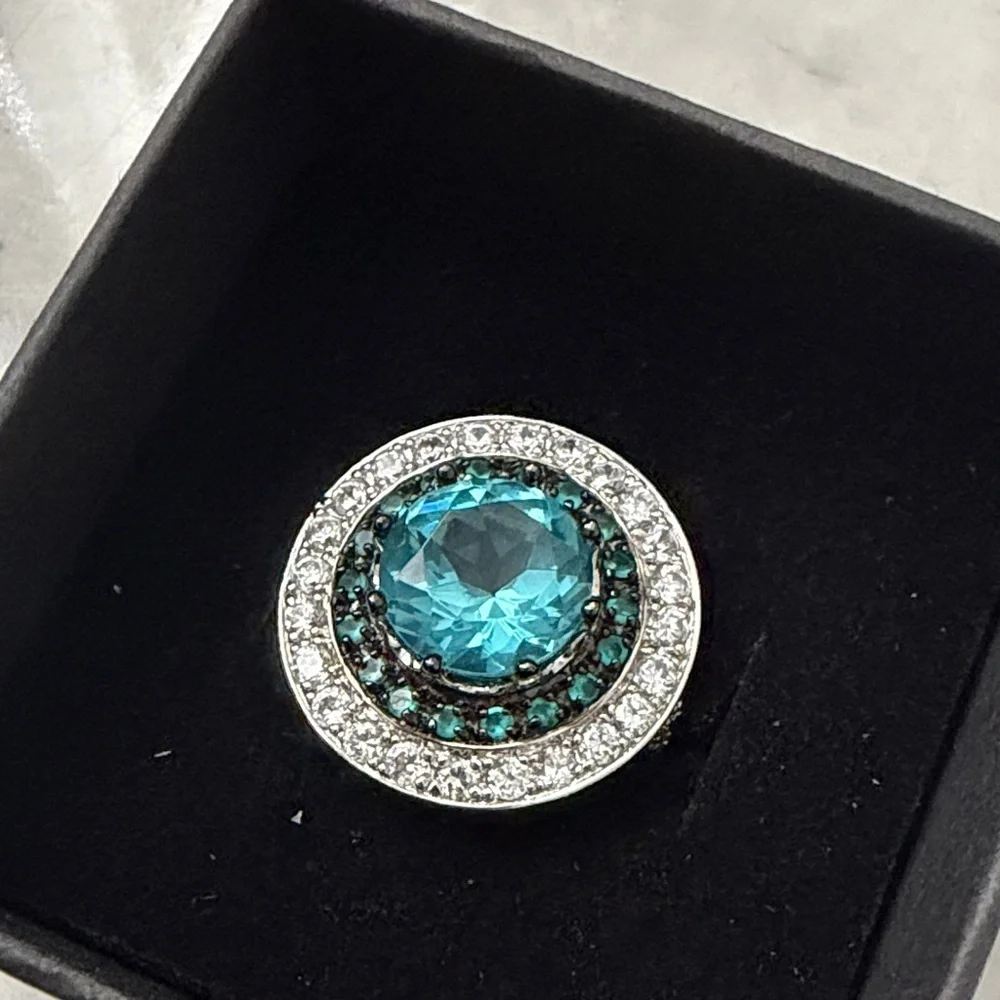 Blue Zirconia 925 sterling silver ring